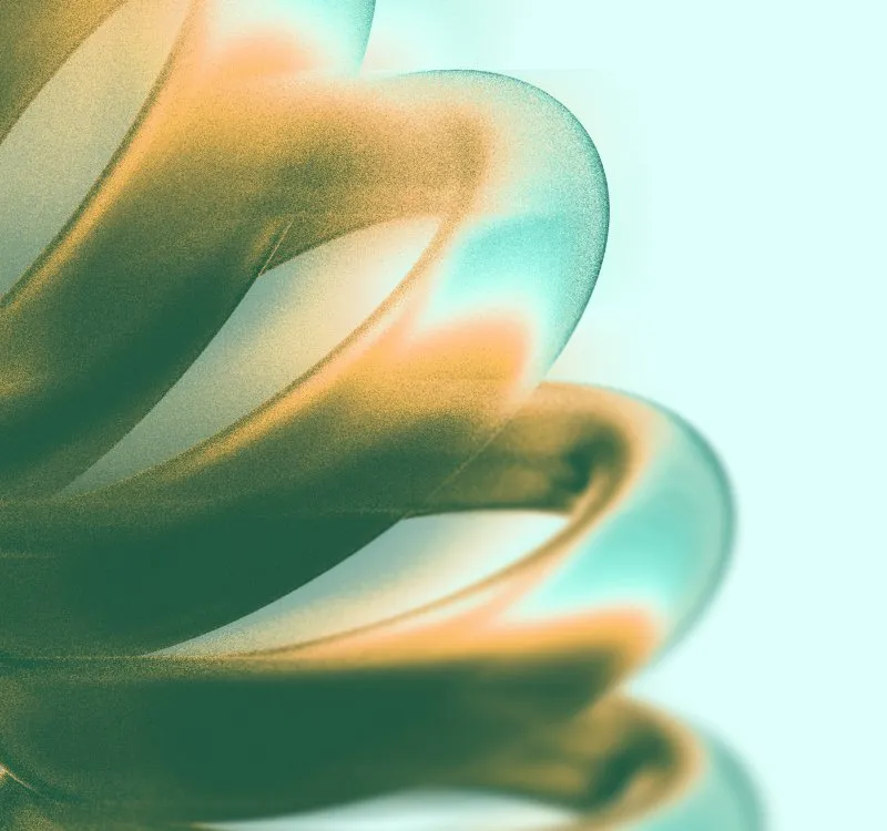 Abstract layered teal and amber curves