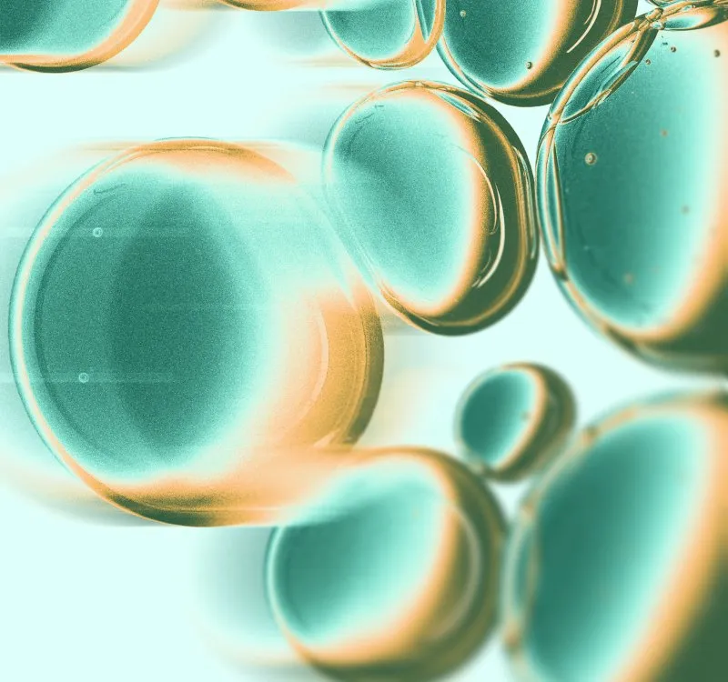 Abstract translucent teal bubbles